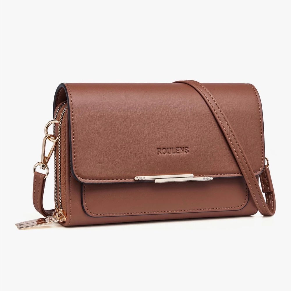 Roulens Faux Leather Crossbody Purse Zip Cell Phone RFID Slot Passport